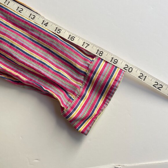 Lauren Ralph Lauren Blouse 100% Linen Multicolor Striped Long Sleeve Button Up - Picture 14 of 15